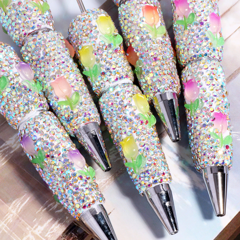 Wholesale wholesale beadable pens  flower diamond pen full diamond bead pen DIY